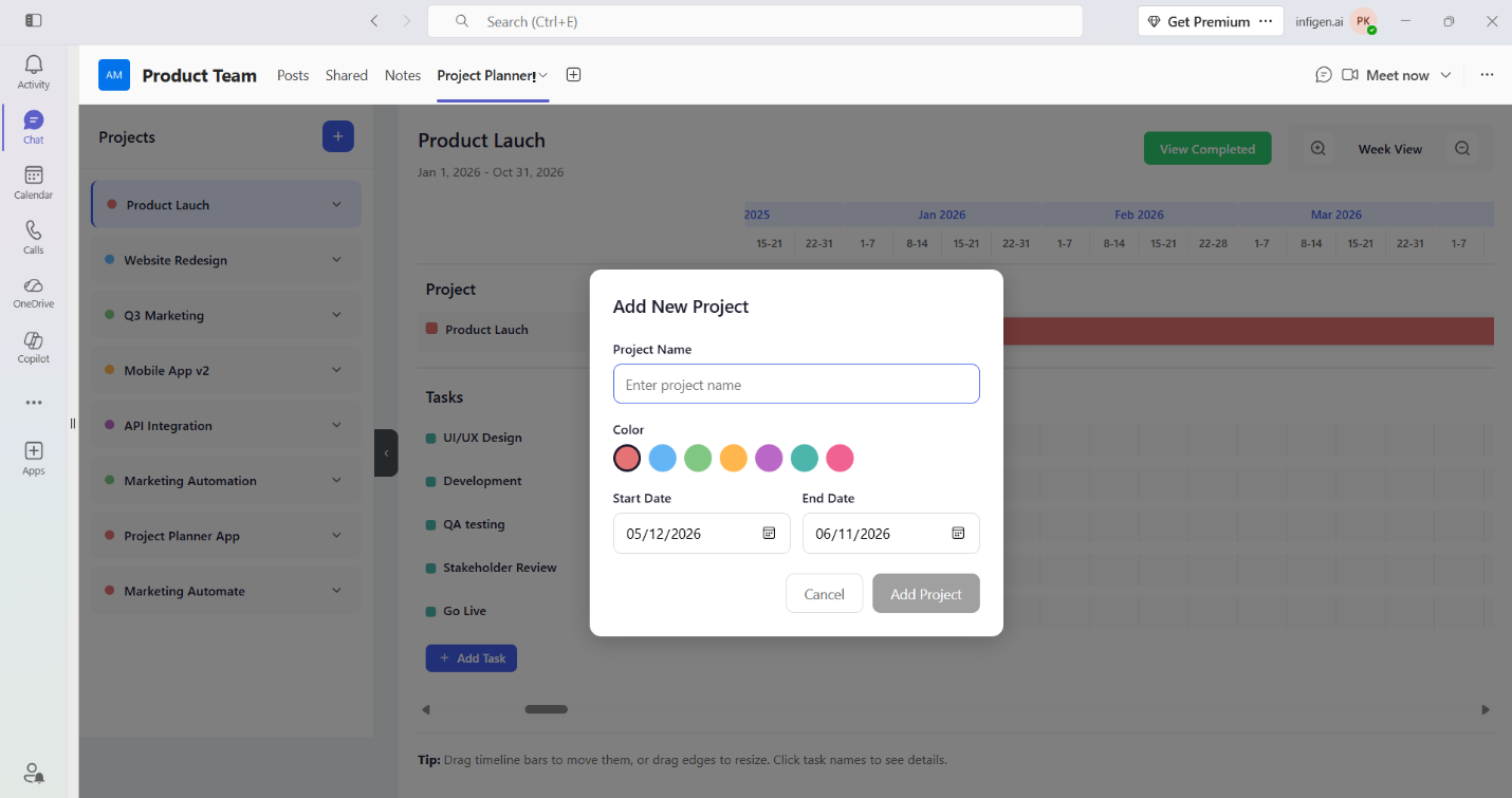 Add New Project dialog