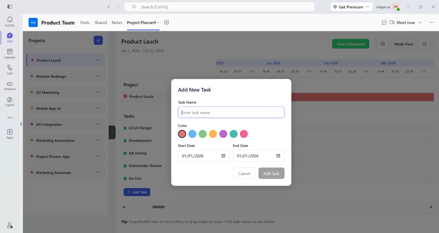 Add New Task dialog
